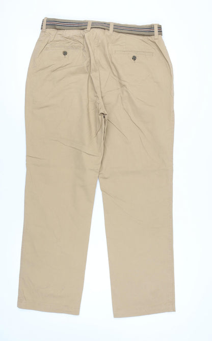 Gurteen Men's Beige Chino Trousers Size 36S Cotton Straight Fit