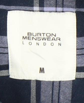 Burton Menswear London Men's Blue Plaid Short Sleeve Button-Up Shirt M