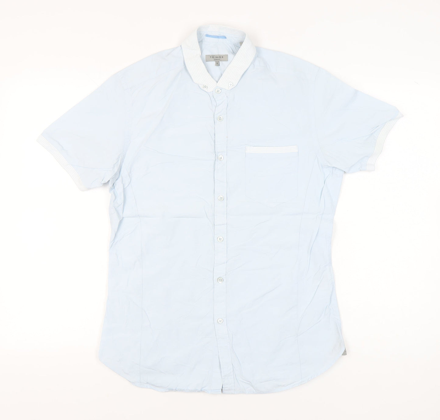 Ted Baker Men’s Blue Slim Fit Short Sleeve Button-Up Shirt M