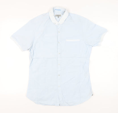Ted Baker Men’s Blue Slim Fit Short Sleeve Button-Up Shirt M