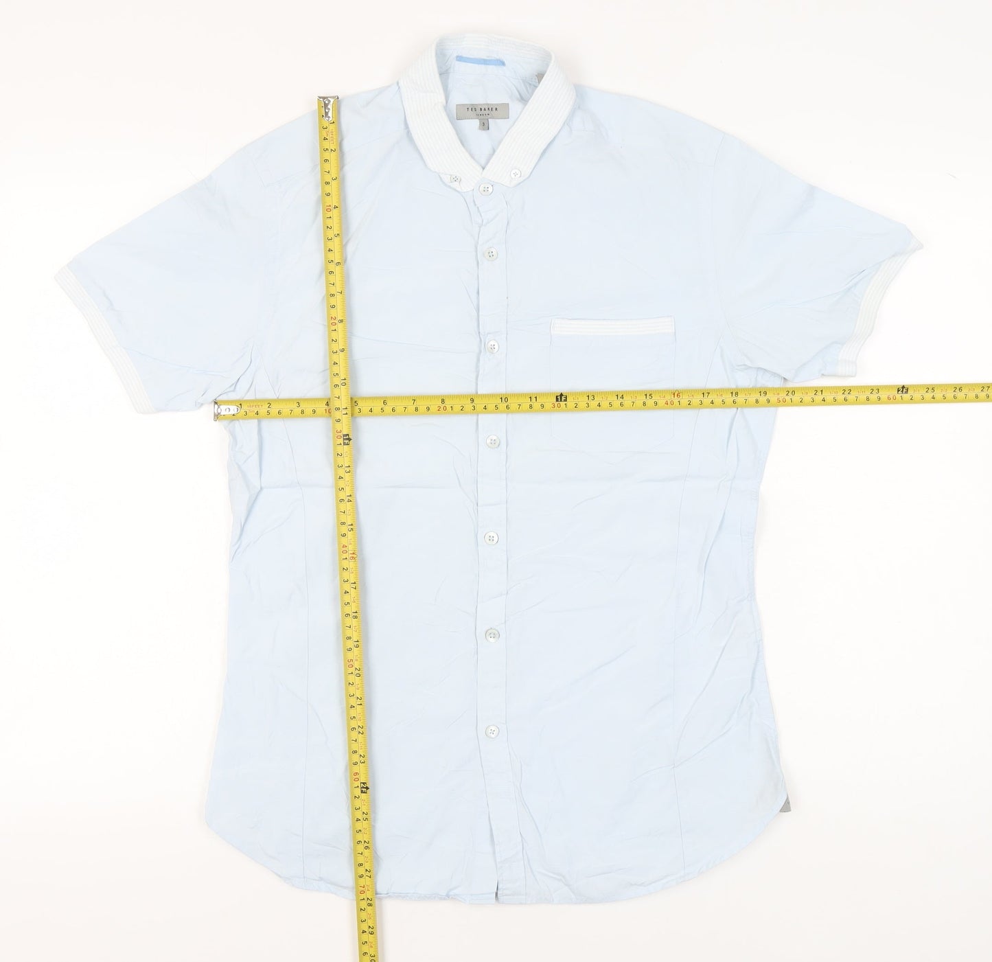Ted Baker Men’s Blue Slim Fit Short Sleeve Button-Up Shirt M