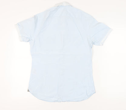 Ted Baker Men’s Blue Slim Fit Short Sleeve Button-Up Shirt M