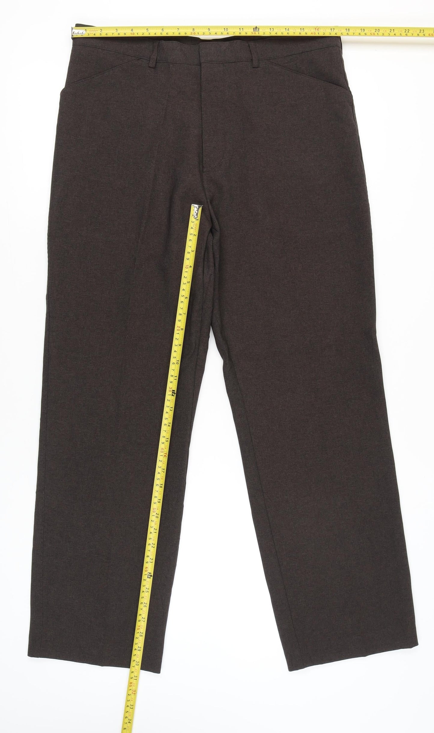 Greenwoods Mens Brown 36W Dress Pants Trousers Regular Fit