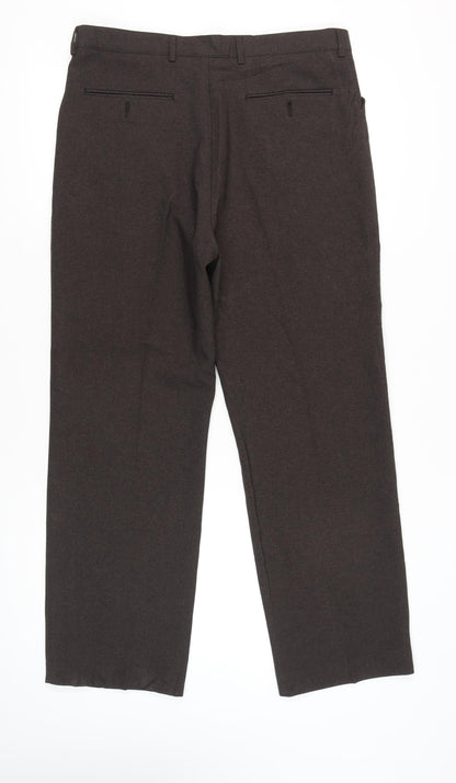 Greenwoods Mens Brown 36W Dress Pants Trousers Regular Fit