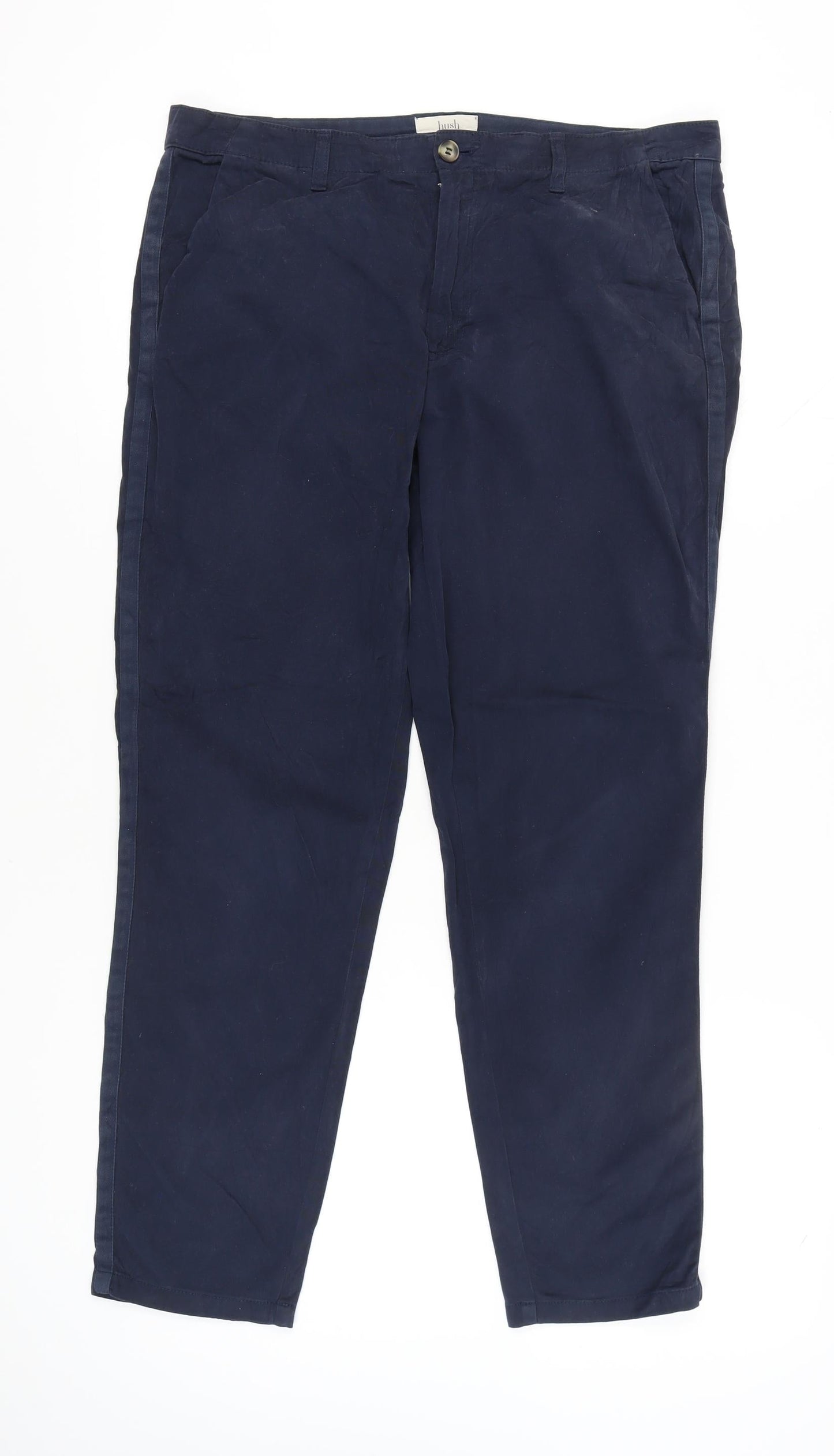 Hush Womens Blue Size 14 Chino Straight Leg Cotton Trousers