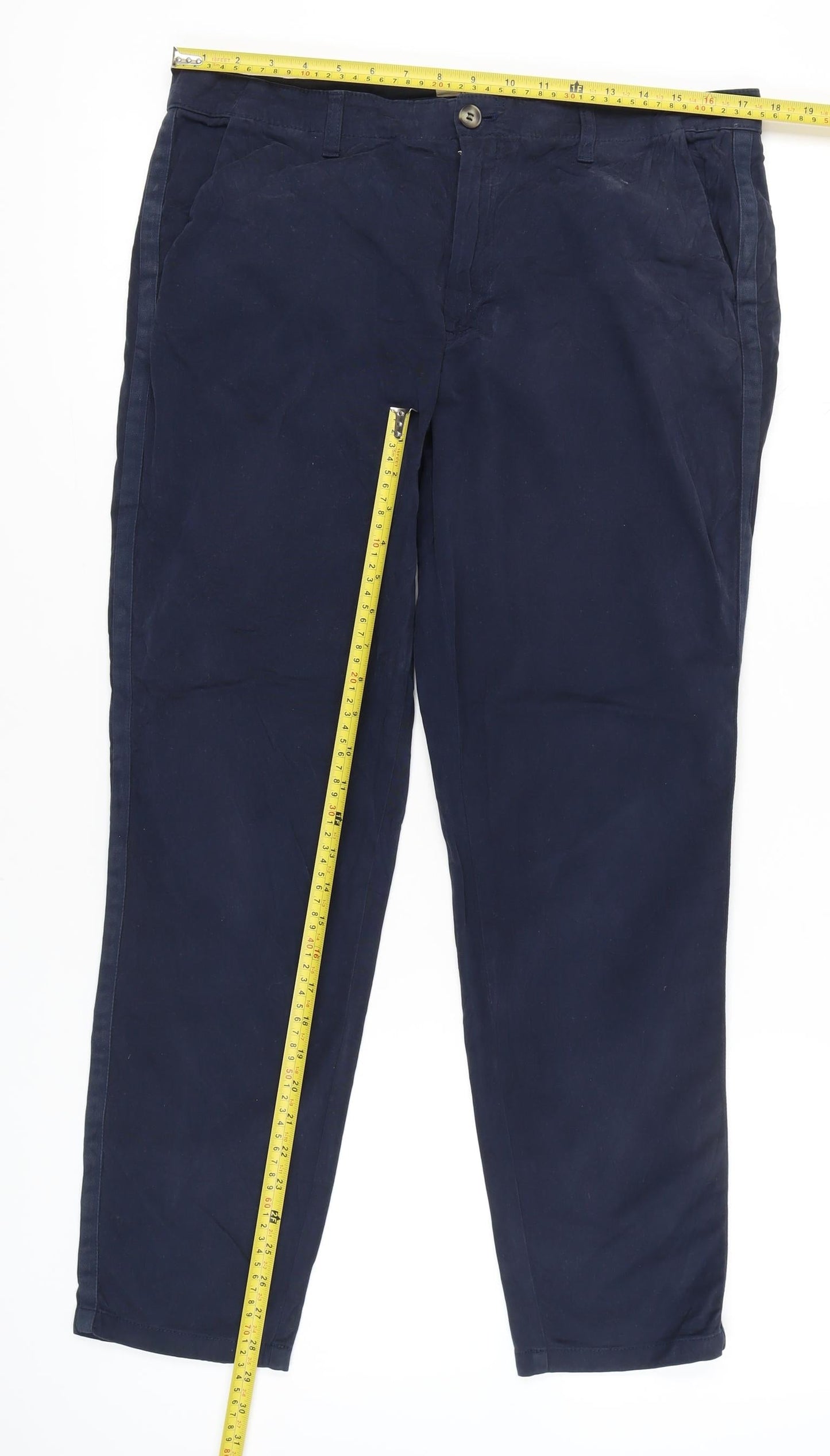 Hush Womens Blue Size 14 Chino Straight Leg Cotton Trousers