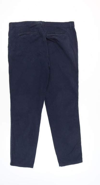 Hush Womens Blue Size 14 Chino Straight Leg Cotton Trousers