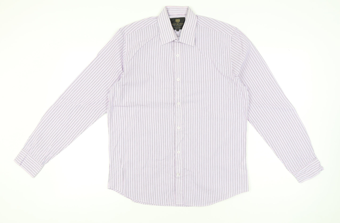 Scott & Taylor Men's Multicoloured Striped 15in 38cm Long Sleeve Button-Up Shirt