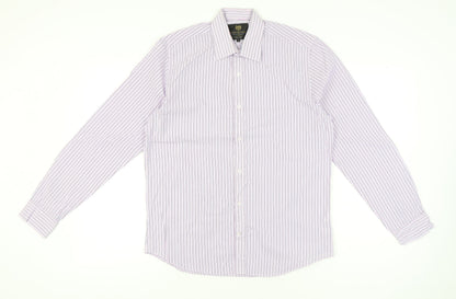 Scott & Taylor Men's Multicoloured Striped 15in 38cm Long Sleeve Button-Up Shirt