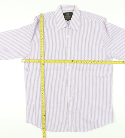 Scott & Taylor Men's Multicoloured Striped 15in 38cm Long Sleeve Button-Up Shirt
