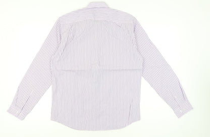 Scott & Taylor Men's Multicoloured Striped 15in 38cm Long Sleeve Button-Up Shirt