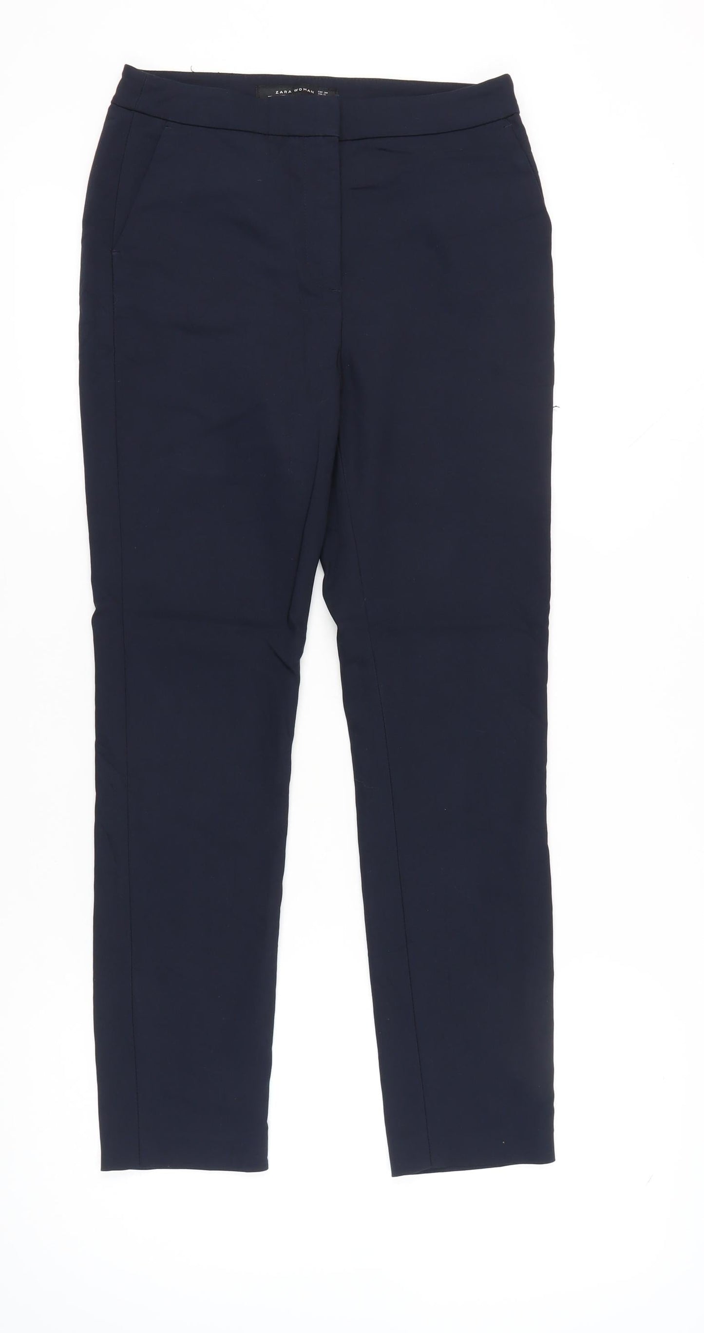Womens UK Size 2 Zara Slim Fit BusinessCasualWorkwear Blue Trousers