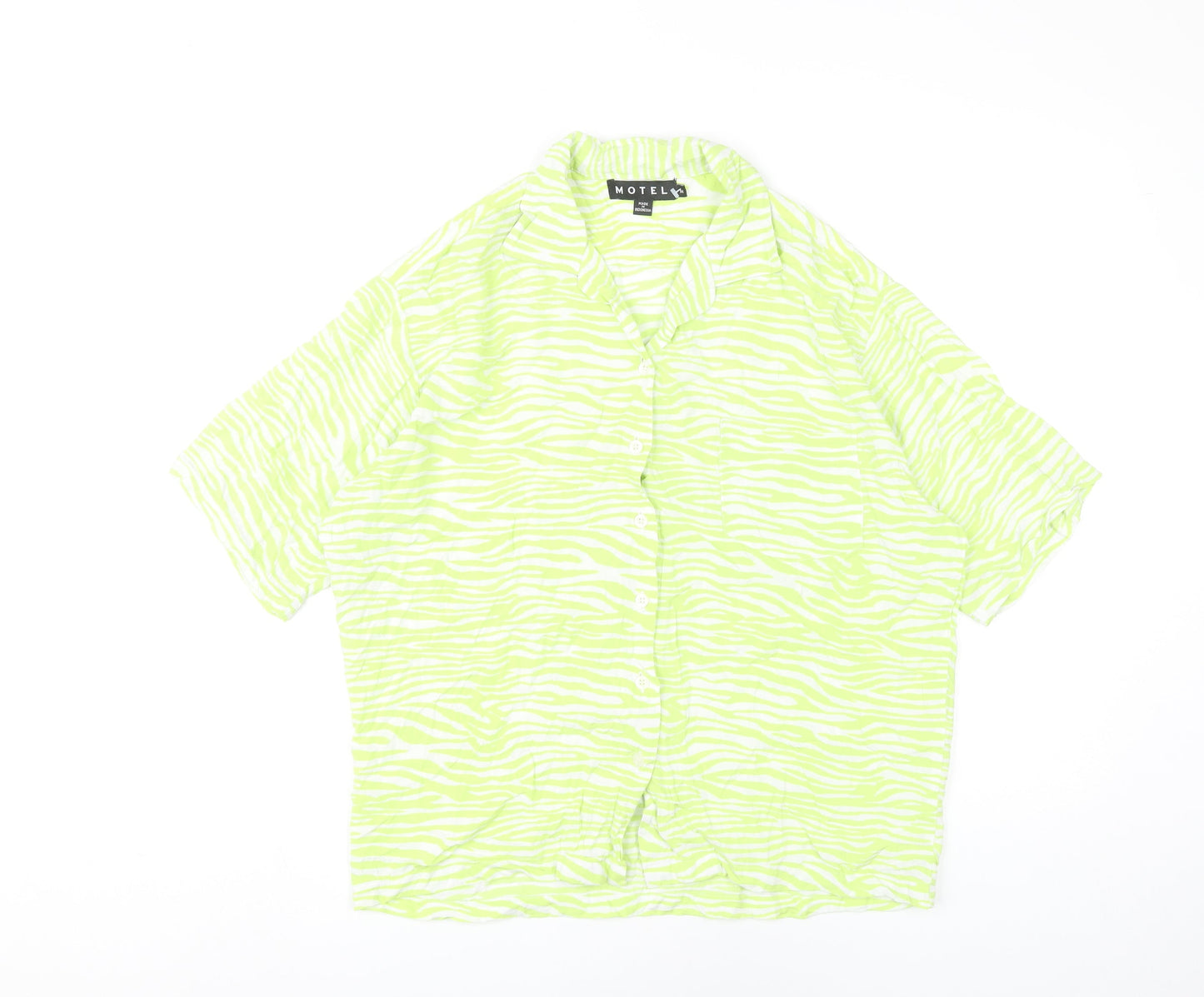 Womens UK Size M Motel Green Basic Button-Up