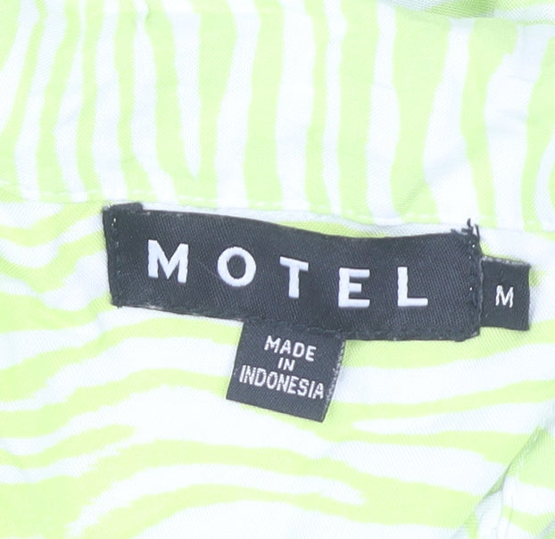 Womens UK Size M Motel Green Basic Button-Up