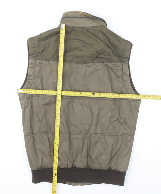 Zara Man Green Waistcoat Bodywarmer Vest Men M Regular Cotton Nylon