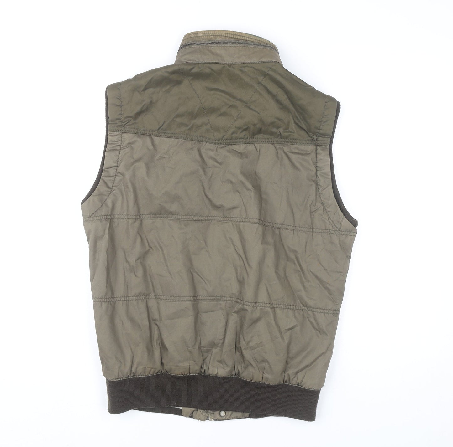 Zara Man Green Waistcoat Bodywarmer Vest Men M Regular Cotton Nylon