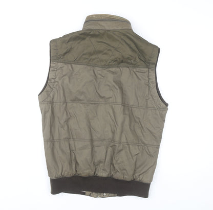 Zara Man Green Waistcoat Bodywarmer Vest Men M Regular Cotton Nylon
