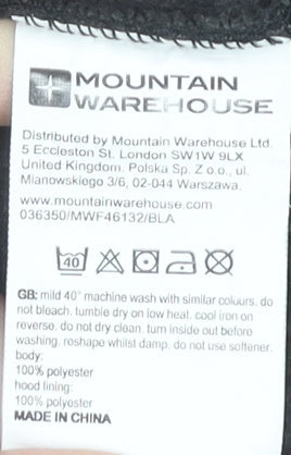 Mountain Warehouse Womens Black Hooded Fleece Jacket UK 12