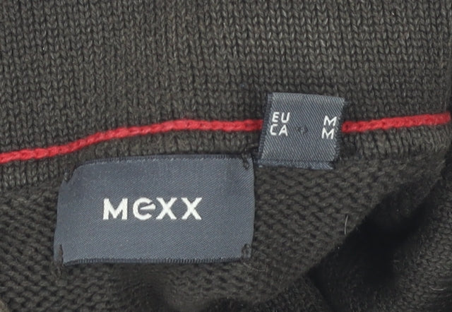 Mexx Men’s Green Black Striped Cotton Jumper M 1/4 Zip High Neck