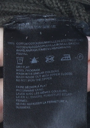 Mexx Men’s Green Black Striped Cotton Jumper M 1/4 Zip High Neck