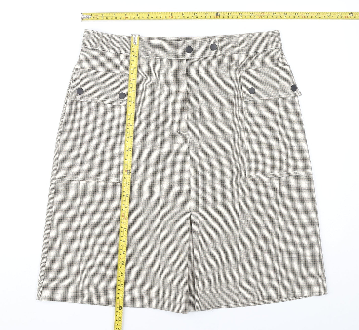 Marks and Spencer Women Grey Size 16 Check Pencil Skirt Workwear