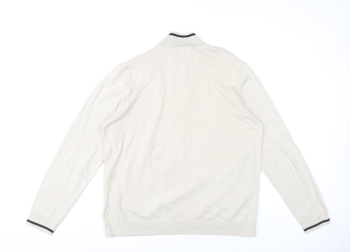 Only & Sons Men’s Beige XL Cotton 1/2 Zip Mock Neck Jumper