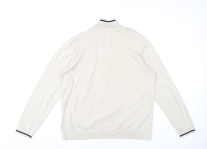 Only & Sons Men’s Beige XL Cotton 1/2 Zip Mock Neck Jumper
