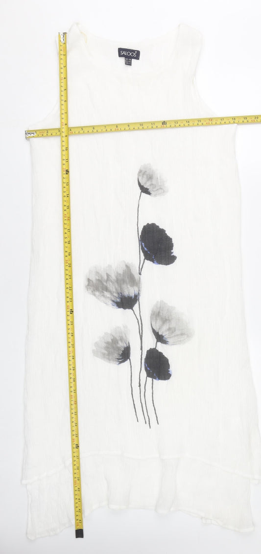 Saloos Women’s White Floral Sleeveless Shift Dress Size 16
