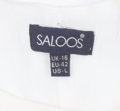 Saloos Women’s White Floral Sleeveless Shift Dress Size 16
