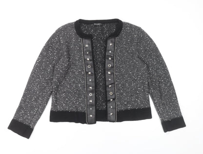 Brandtex Women Grey Studded Cardigan L Long Sleeve Knit