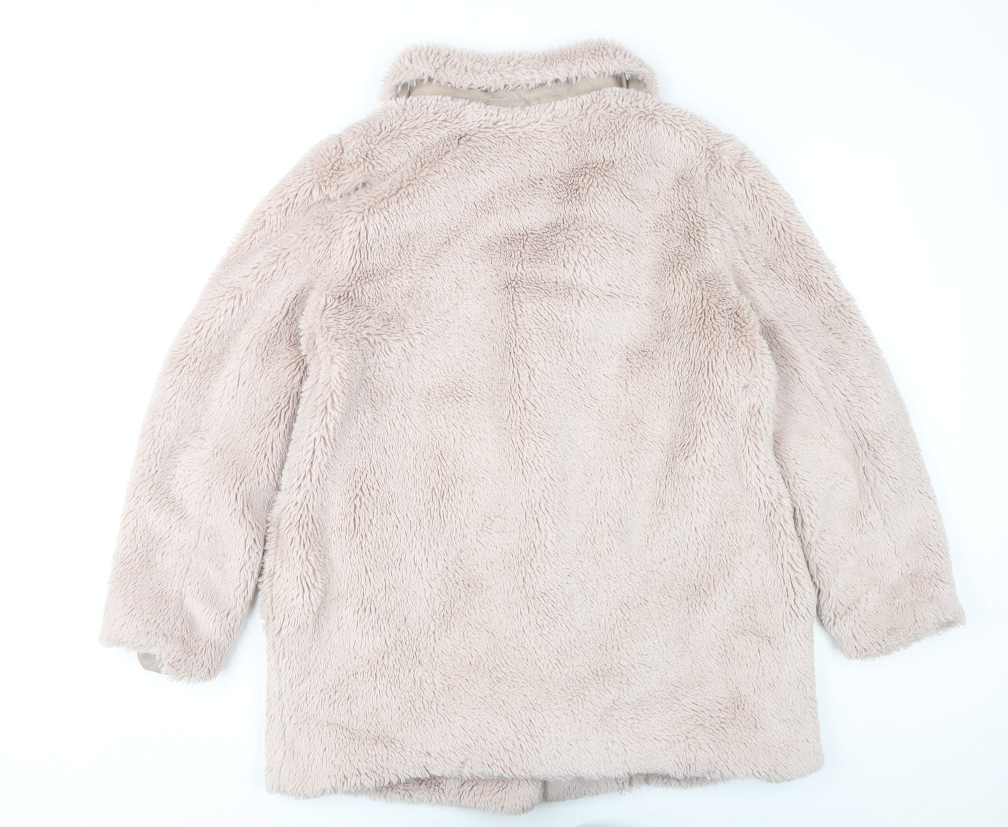 New Look Womens Beige Faux Fur Mid-Length Coat UK 12