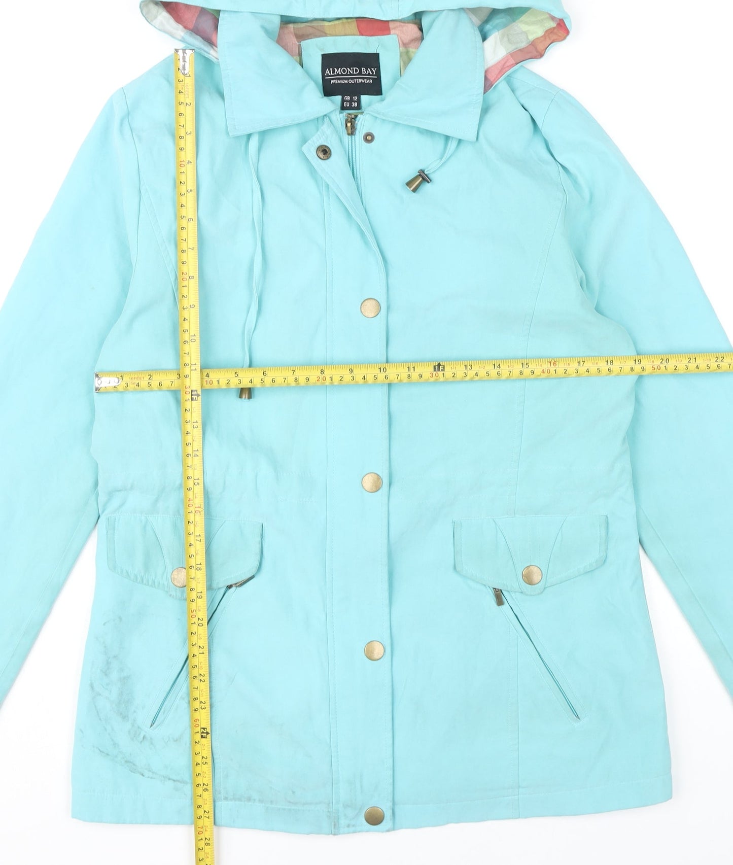 Almond Bay Womens Blue Hooded Parka Jacket Size 12 Regular