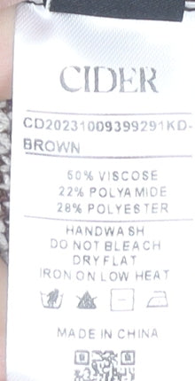 Cider Womens Brown Collared Floral Knit Pullover Jumper XS