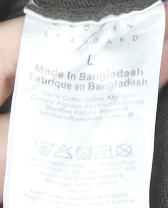 Broken Standard Men’s Brown Blue Striped Cotton Polo Shirt L