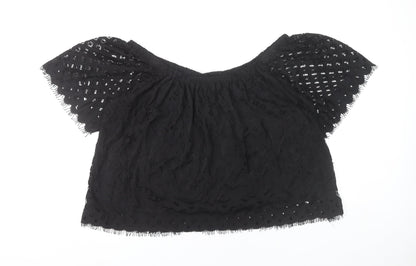 New Look Women’s Black Lace Cropped Blouse UK 18 Off Shoulder