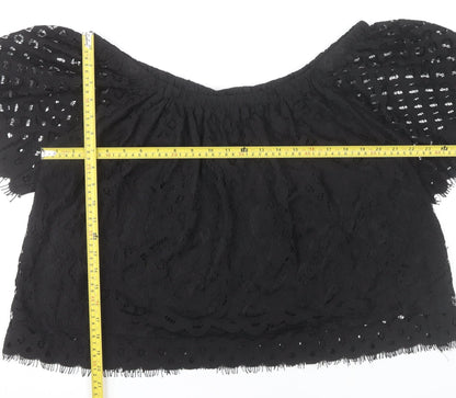 New Look Women’s Black Lace Cropped Blouse UK 18 Off Shoulder