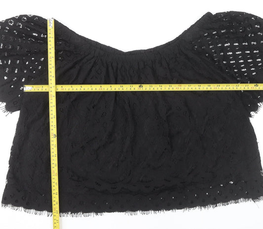New Look Women’s Black Lace Cropped Blouse UK 18 Off Shoulder