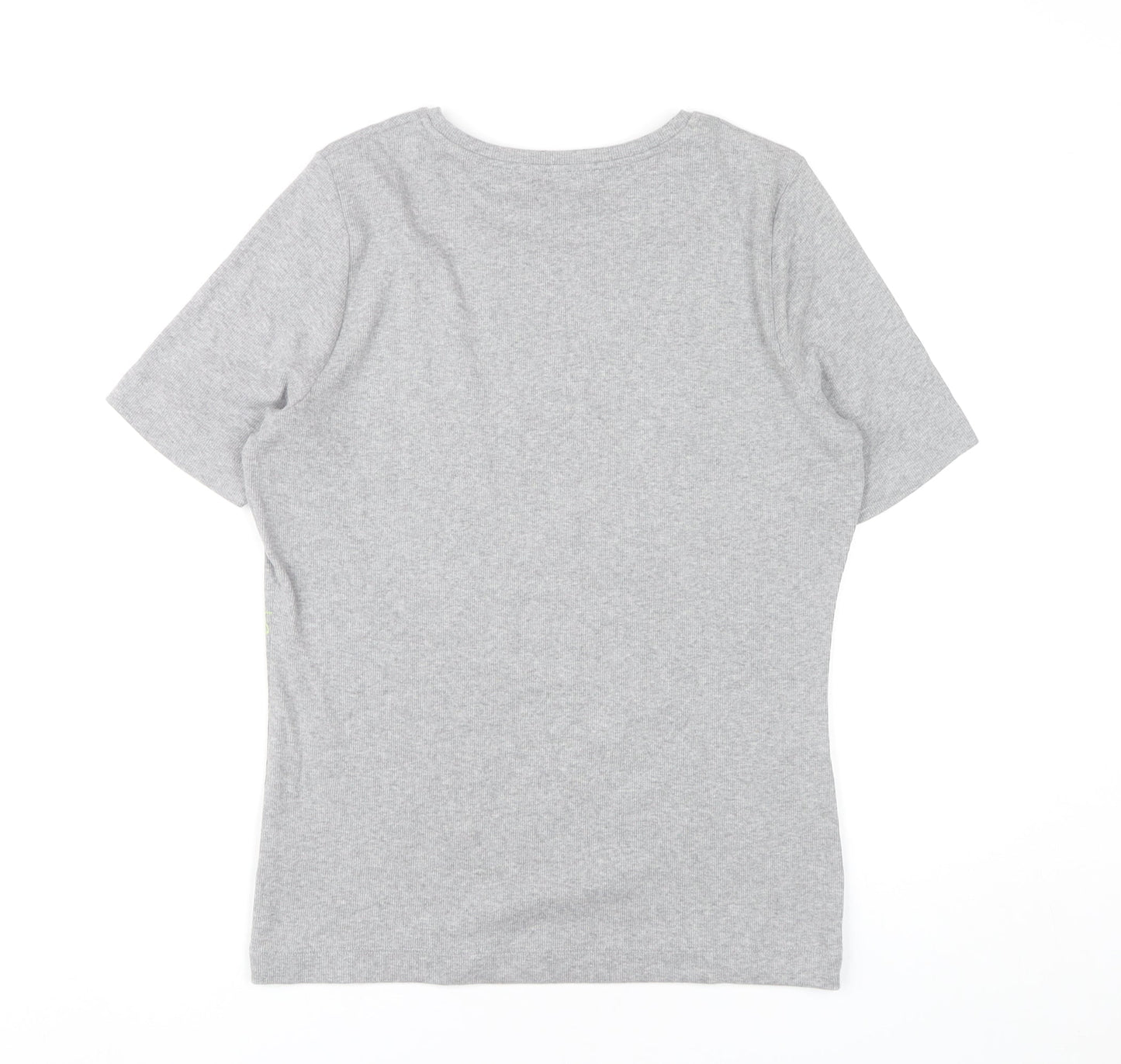 Basler Womens Grey T-Shirt Size 16 Floral Butterfly Studded Top