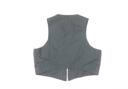 Topshop Women Grey Striped Vest Waistcoat Size 12 Workwear Cotton