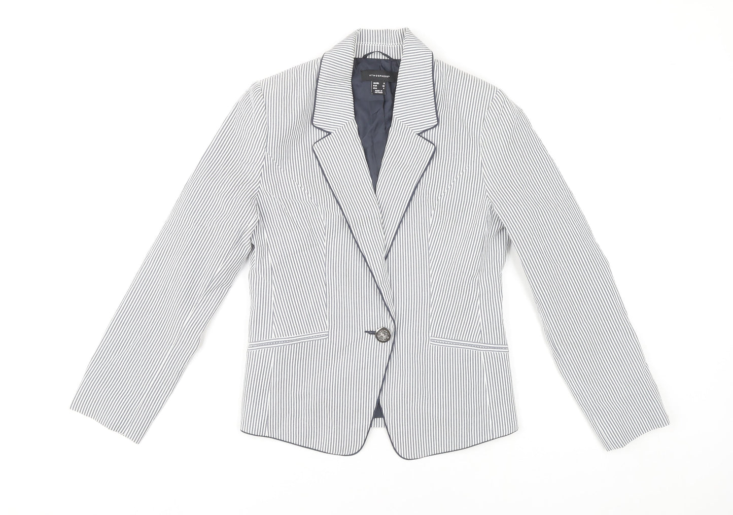 Atmosphere Women Grey Pinstripe Blazer UK 8 Regular Fit Jacket