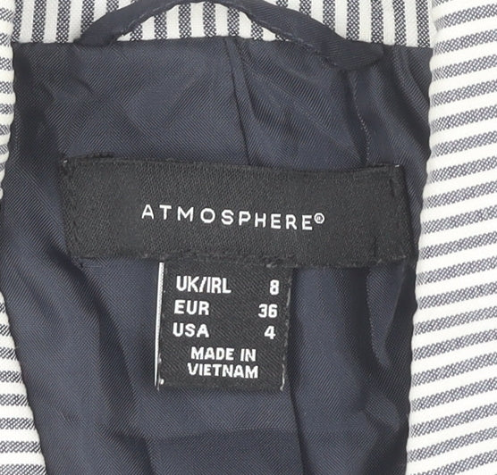 Atmosphere Women Grey Pinstripe Blazer UK 8 Regular Fit Jacket