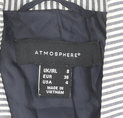 Atmosphere Women Grey Pinstripe Blazer UK 8 Regular Fit Jacket