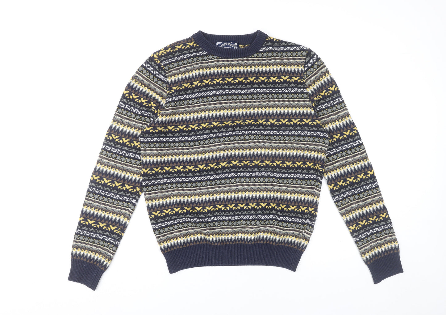 New Look Men Multicoloured Fair Isle Knit Jumper M Regular Cotton Blend