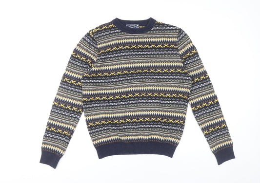 New Look Men Multicoloured Fair Isle Knit Jumper M Regular Cotton Blend