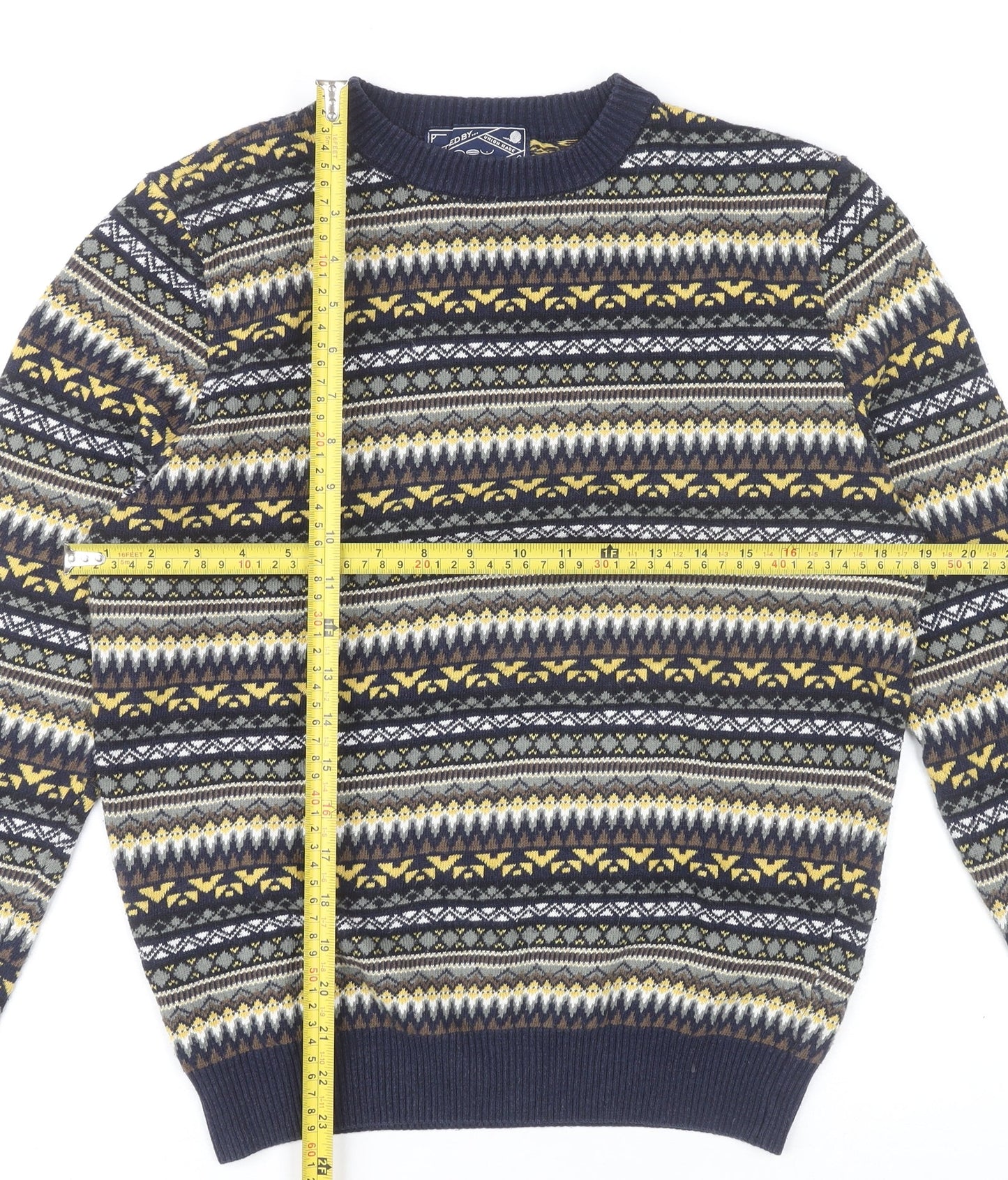 New Look Men Multicoloured Fair Isle Knit Jumper M Regular Cotton Blend