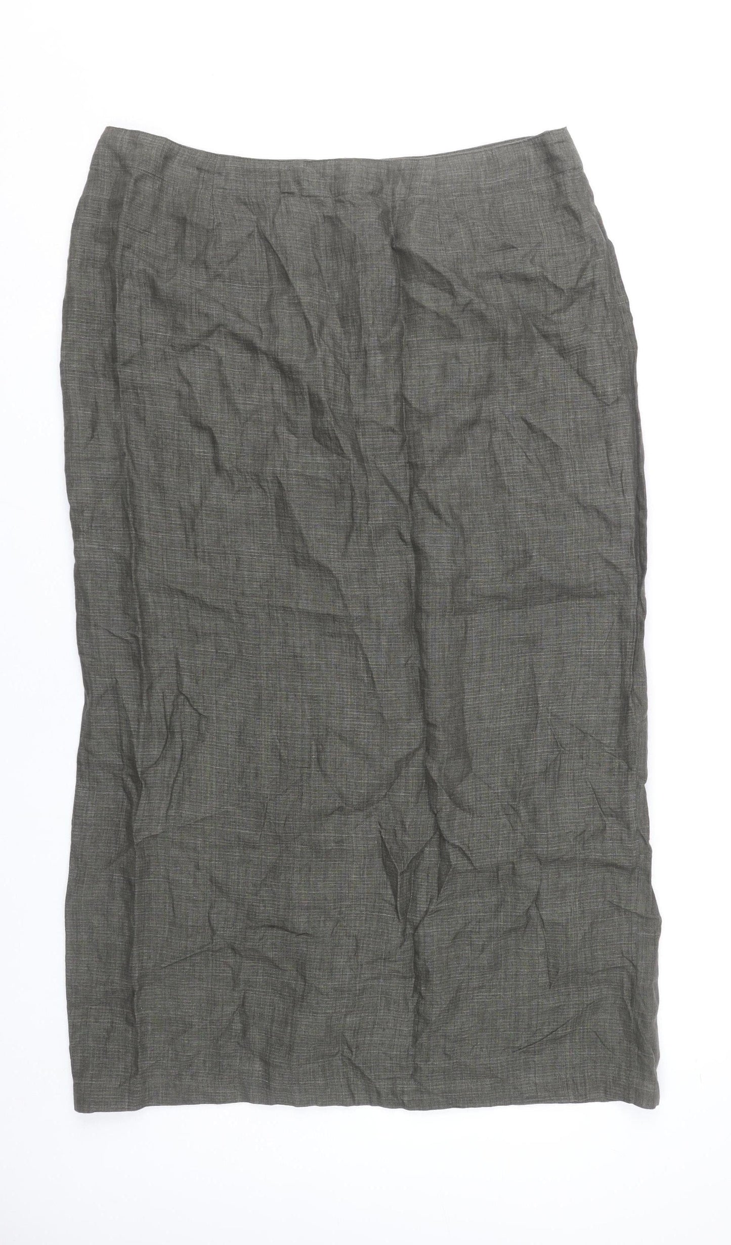 Monsoon Women’s Grey Linen Pencil Skirt Size 16 Long