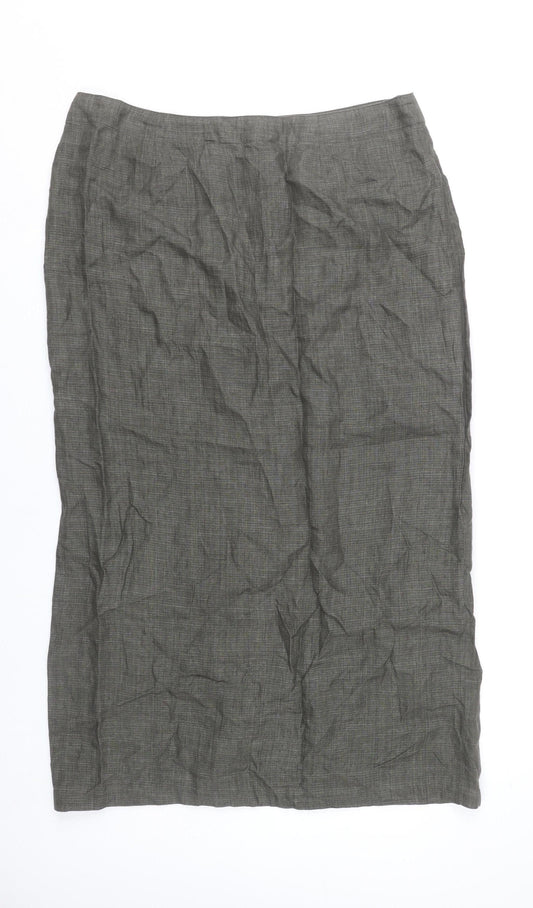 Monsoon Women’s Grey Linen Pencil Skirt Size 16 Long