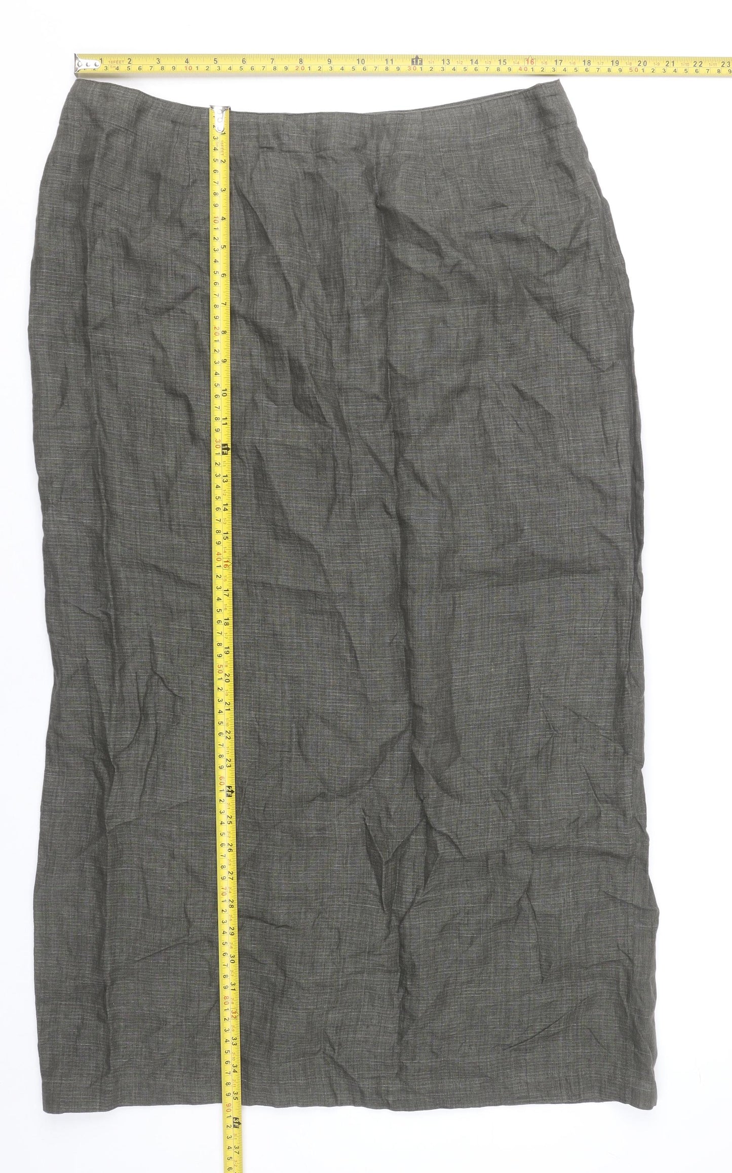 Monsoon Women’s Grey Linen Pencil Skirt Size 16 Long