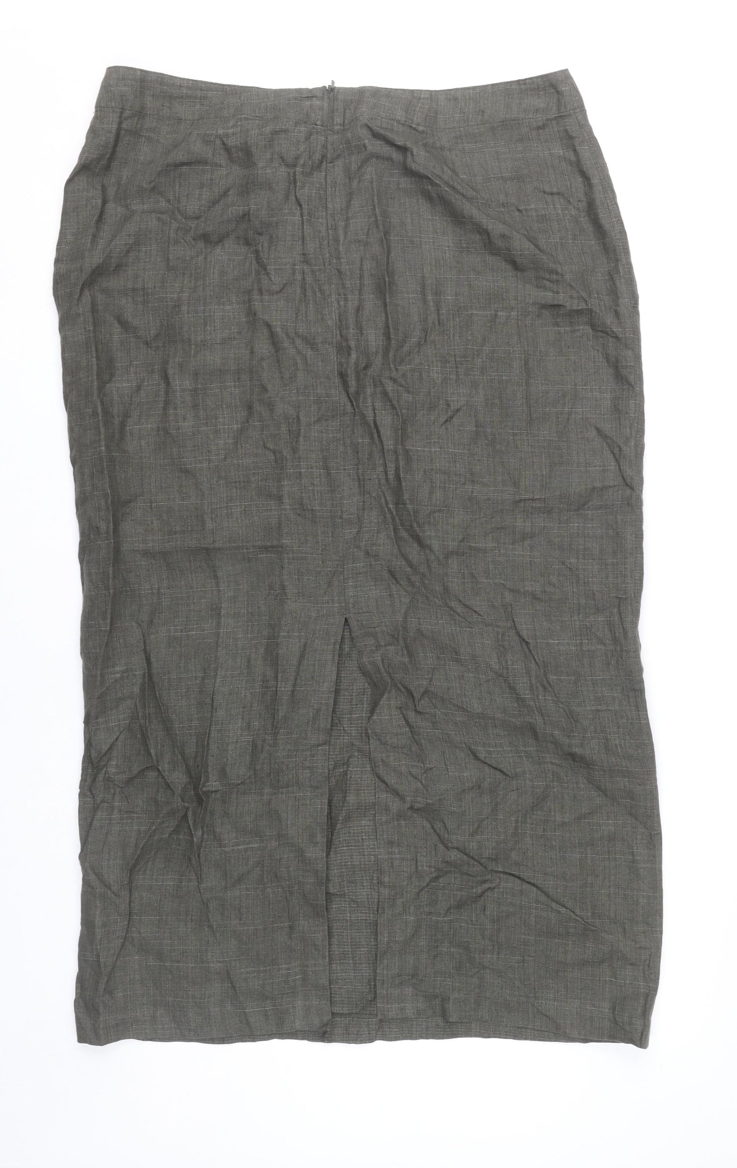 Monsoon Women’s Grey Linen Pencil Skirt Size 16 Long