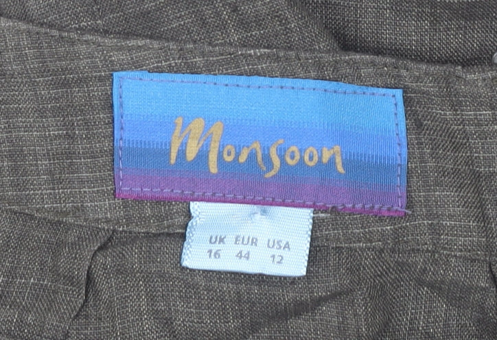 Monsoon Women’s Grey Linen Pencil Skirt Size 16 Long